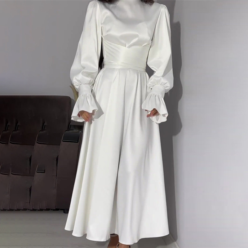Ootddress Ruffled Bandage Elegant Maxi Dress For Women Patchwork Slim Lace-Up Solid Vintage Evening Partywear Ladies Long Dress 2025
