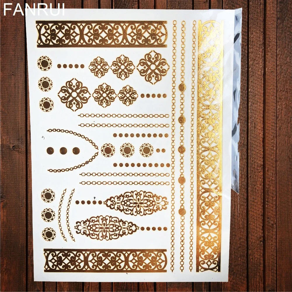 Star Moon Diamond Golden Metallic Tattoo Stickers Women Body Hands Art Temporary Tattoo Sexy Girl Leg Flash Tatto Glitter Metal