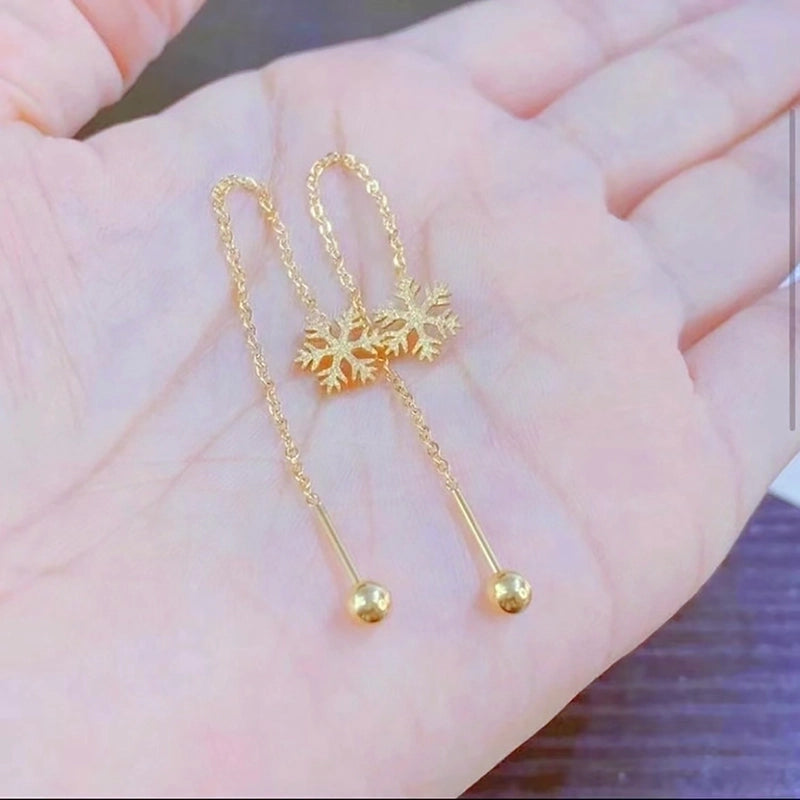 1 Pair Casual Elegant Streetwear Snowflake 304 Stainless Steel 18K Gold Plated Ear Line