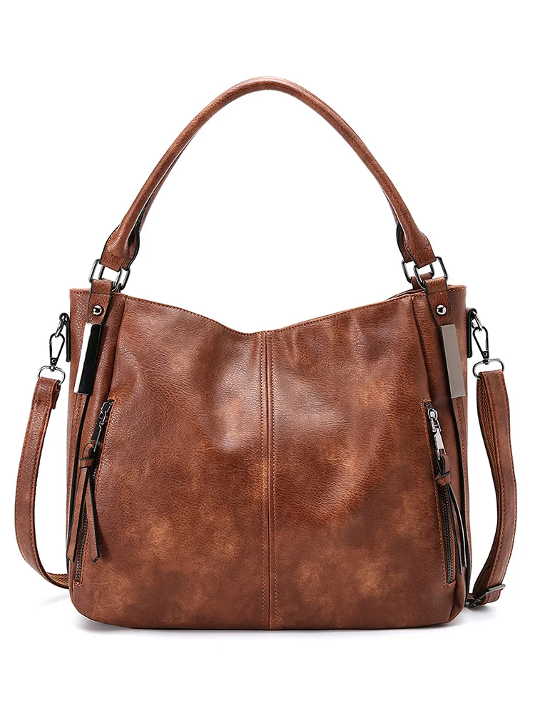 Vintage Oiled Leather Utility Shoulder Crossbody Bag