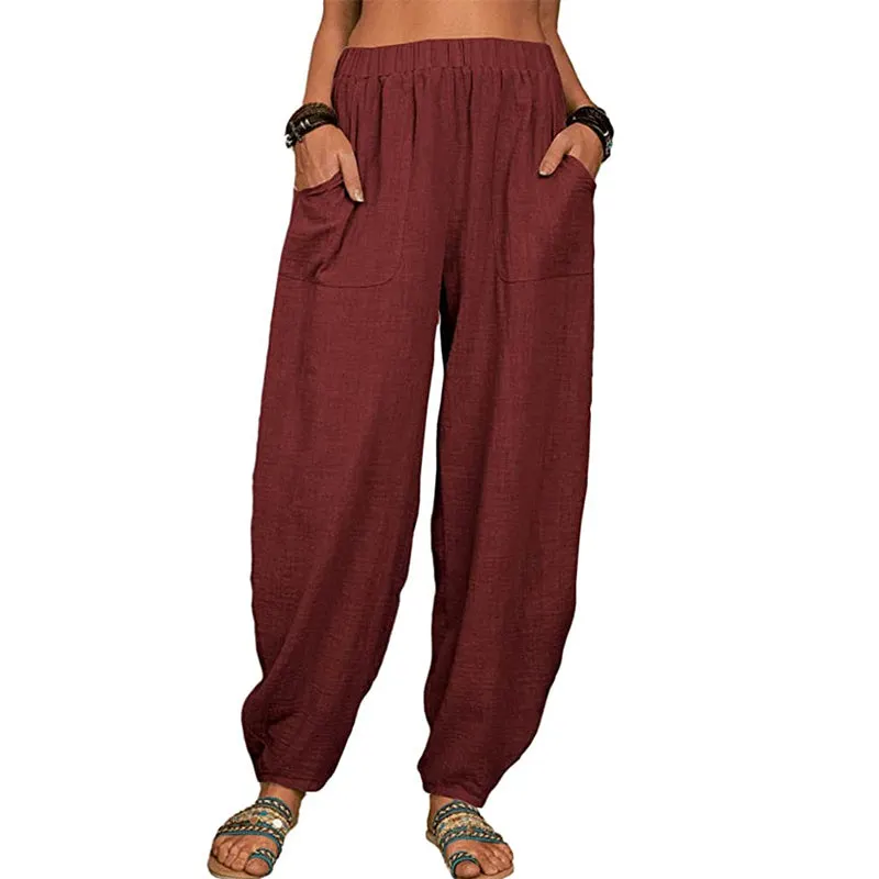 Cozymoo Women's Loose Cotton And Linen Casual Pants