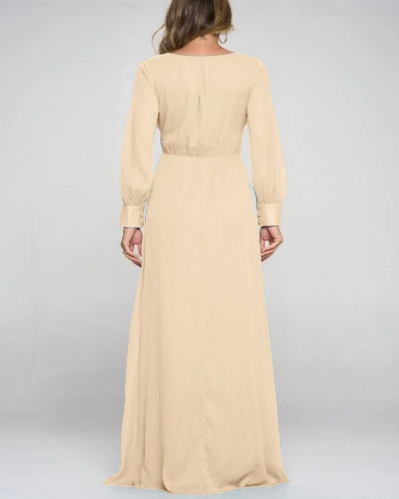 V Neck Elegant Chiffon Dress