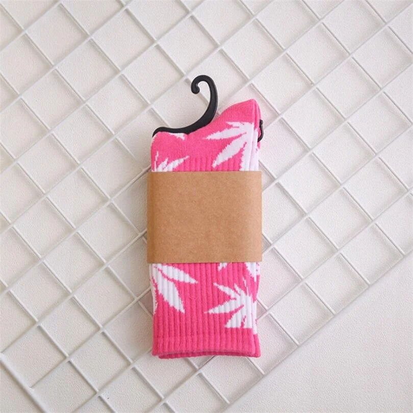 CUHAKCI Socks For Women Men's Cotton Socks Hip Hop Leaf high Quality Harajuku Ladies White Green Spring Autumn casual long Socks