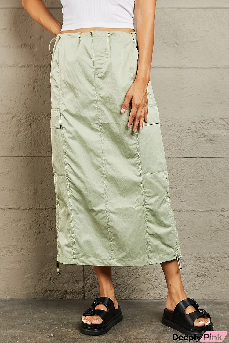 HYFVE Just In Time High Waisted Cargo Midi Skirt