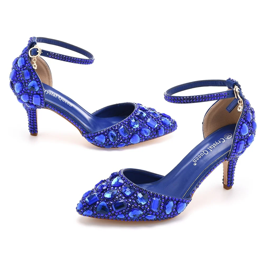 Breakj Breakj Cm Large-Size Sandals Fine Heel Head Water Drill High Heel Sandals Gold Water Drill High Heels Wedding Shoes