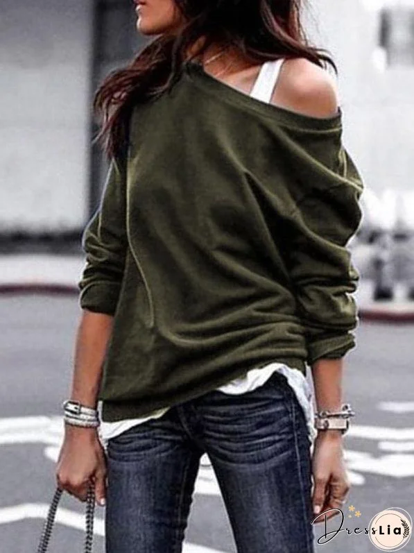 Casual Long Sleeves Solid Color Blouses Shirts Tops