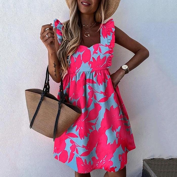 ⚡NEW SEASON⚡Casual Square Neck Ruffle Sleeve A-Line Dress
