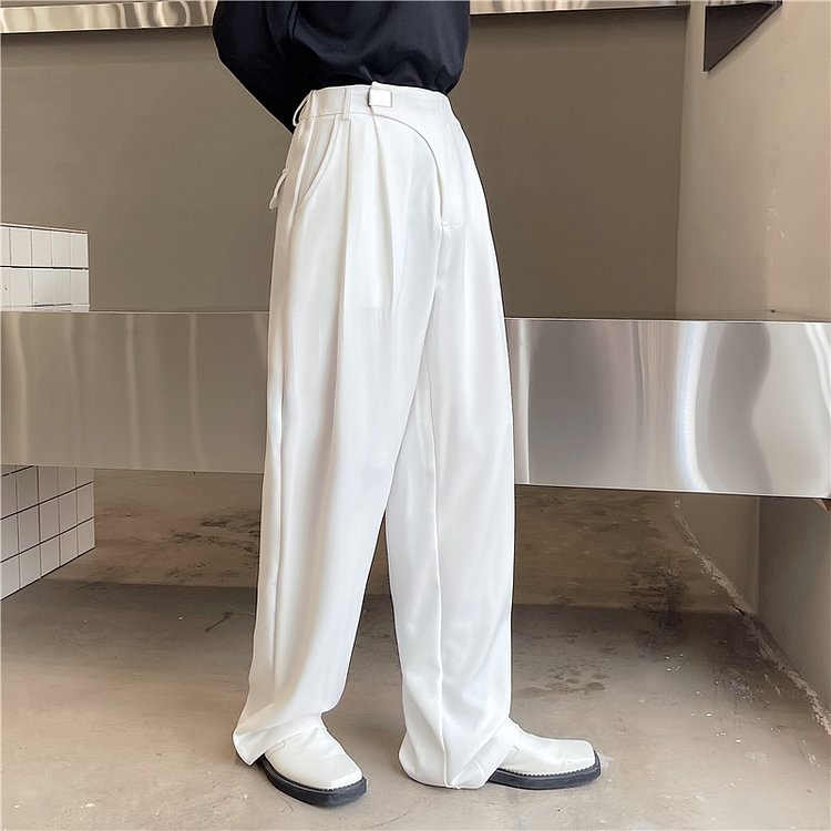 Dawfashion-New Trend Wide Leg Loose and Casual Personality Design Side Elastic Trousers-Yamamoto Diablo Clothing
