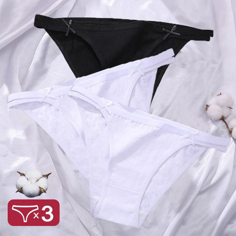 3PCS/Set Cotton Underwear Sexy Women's Lingerie Panties Female Underpants Sexy Briefs Low-Rise Intimates Pantys Cotton Panties