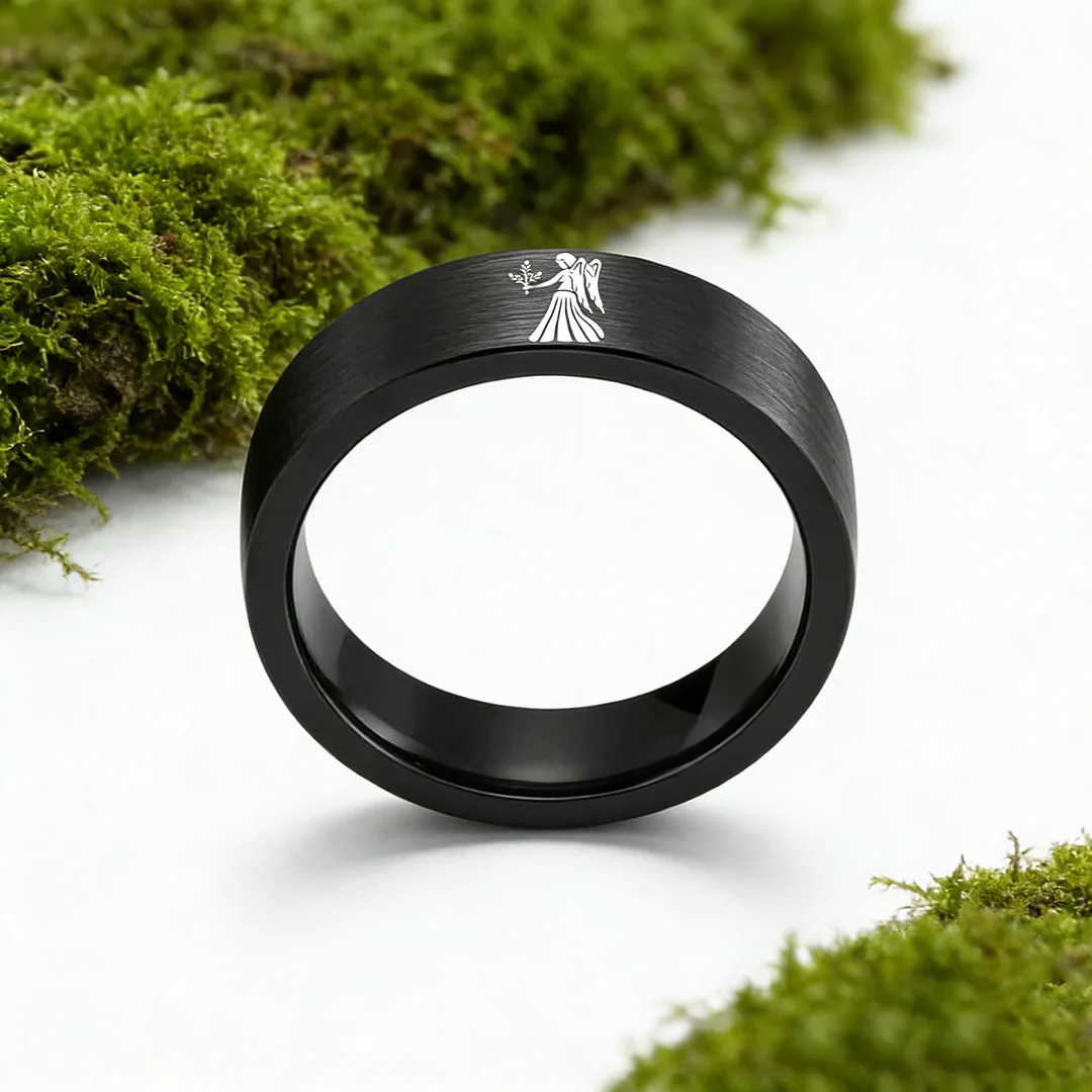 Black Tungsten Carbide Rings Flat Virgo Wedding Bands Flat Top Comfort Fit 4MM 6MM 8MM