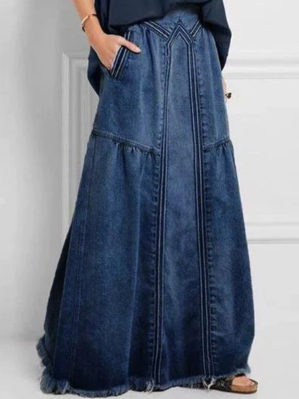 Loose Denim A-Line Skirt