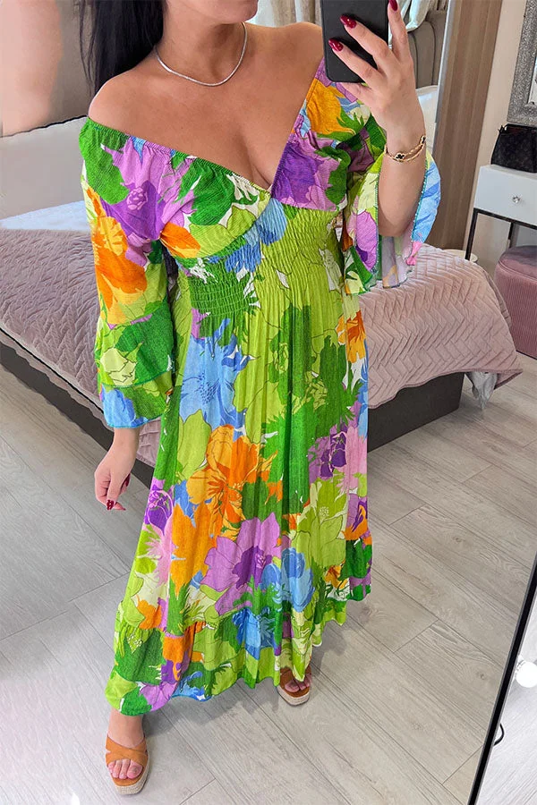 Floral Print Ruffle Hem Maxi Dress