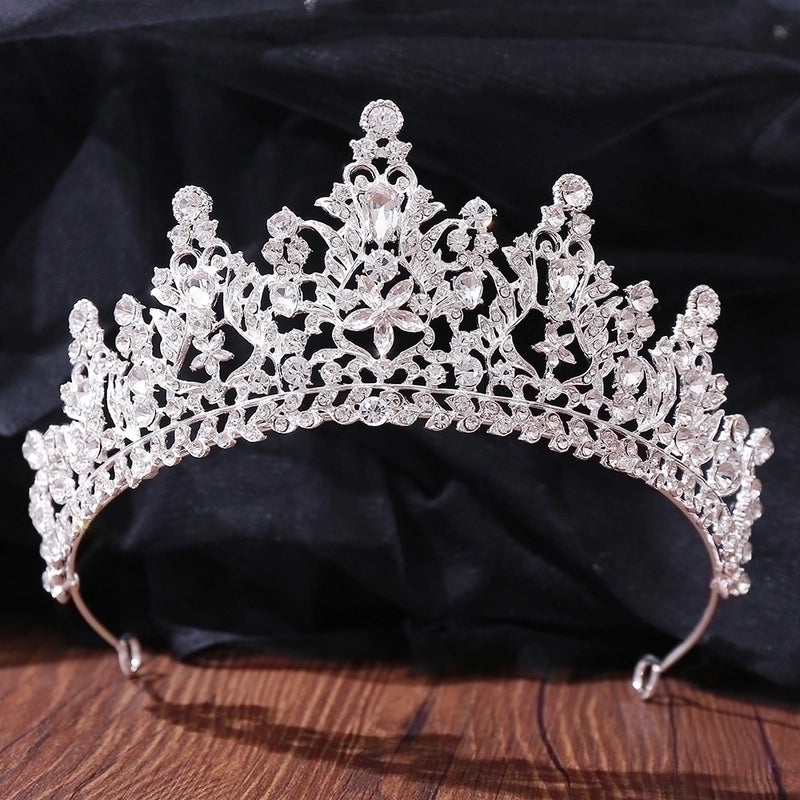 Baroque Style Crown Alloy Inlay Crystal Rhinestones Crown 1 Piece