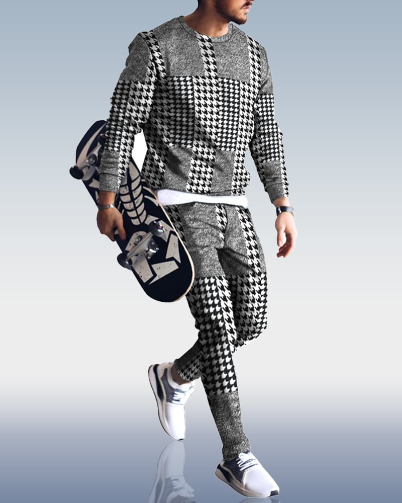 Men's Casual Personality Print Suit 008