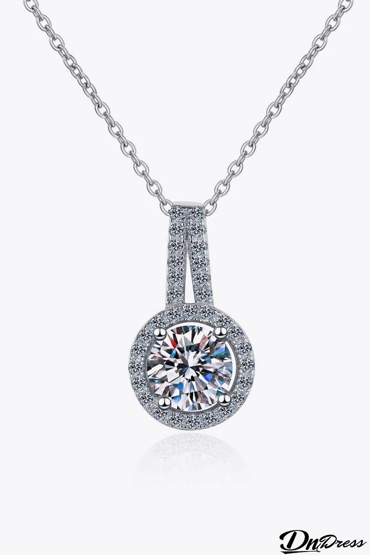 Build You Up Moissanite Round Pendant Chain Necklace