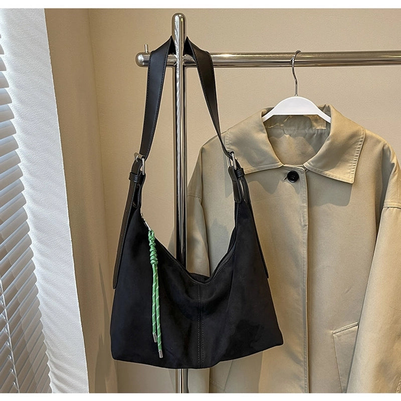 Women’s Pu Leather Solid Color Basic Sewing Thread Bucket Zipper Shoulder Bag Handbag Crossbody Bag