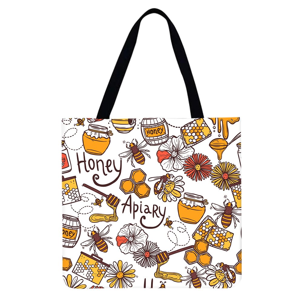 Linen tote bag-Bee
