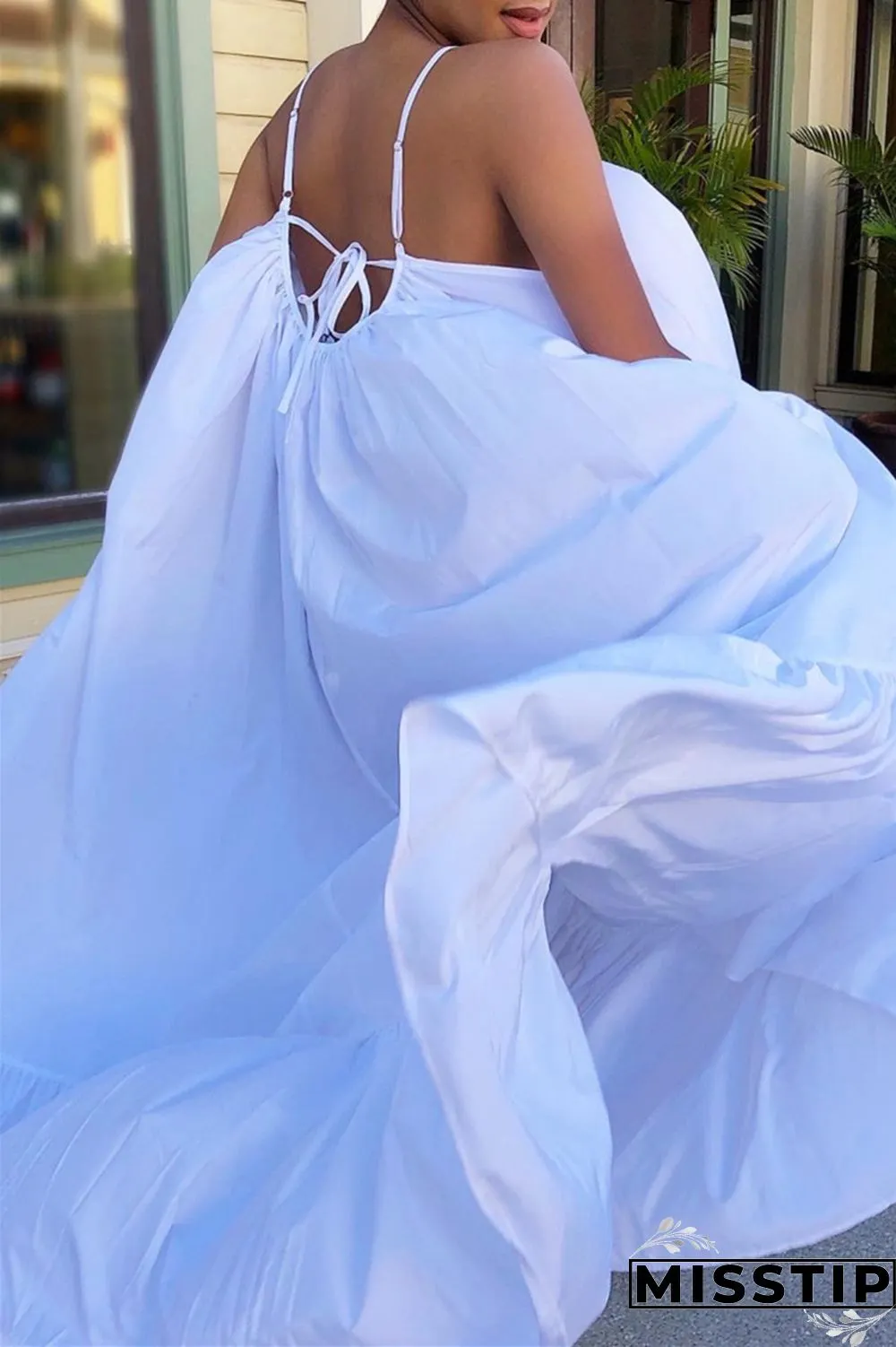 Pink Sexy Casual Solid Backless Spaghetti Strap Loose Sling Dress