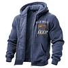 Men's Vintage Old Man Jeep Fleece Pocket Full Zip Long Sleeve Hoodie Jacket by Inlyline