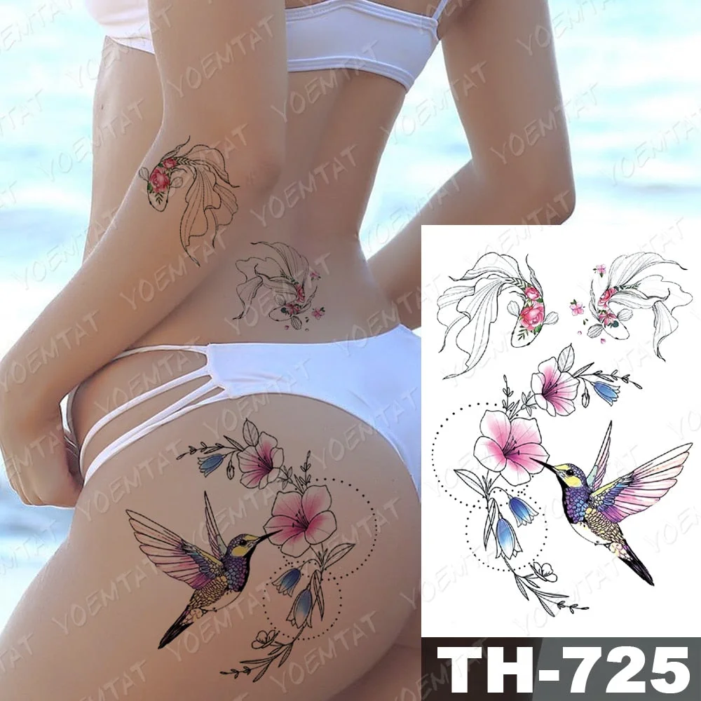 Waterproof Temporary Tattoo Stickers Fox Dragon Wolf Monster Old School Lotus Peony Flash Tatto Women Men Body Art Fake Tattoos