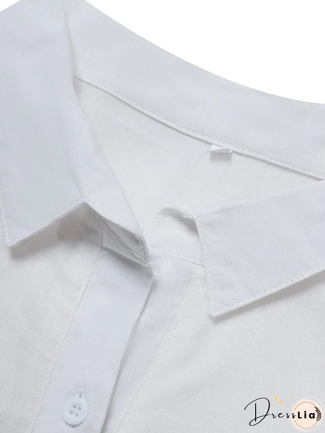 Cotton Linen Dress Casual Dress Swing Dress Maxi long Dress Cotton And Linen Basic Casual Daily Outdoor Winter Dress Daily Shirt Collar Pocket Long Sleeve Summer Spring Fall Loose Fit for Women