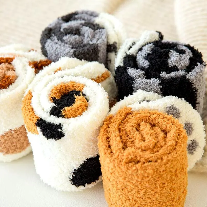 Brownm Paw Plush Socks