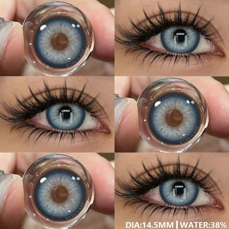 Sdrawing 1Pair Natural Colored Lenses for Eyes Fashion Blue Lenses Gray Contact Lenses Black Lense Colored Pupils for Eyes Yearly
