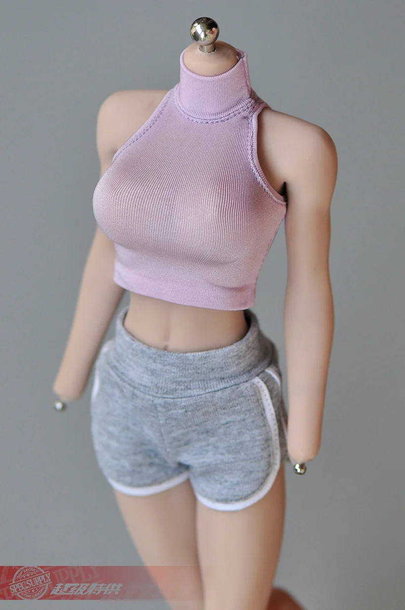 1/6 Female figure tight-fitting shoulder-cut T-shirt bottoming vest clothing model for 12 inch action figure accessories-aliexpress