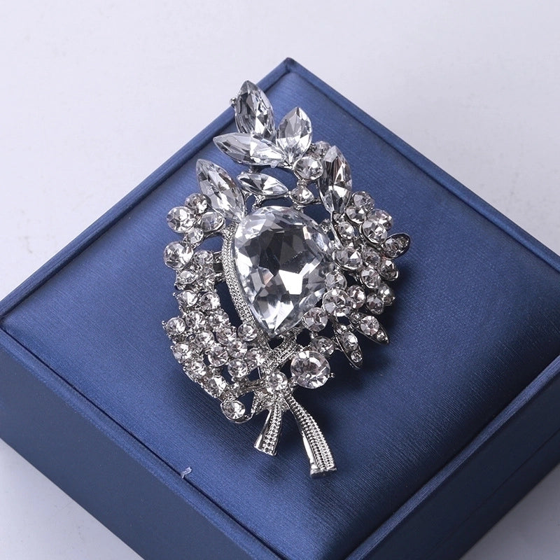 Pin Flower Alloy Inlay Glass Women’s Brooches