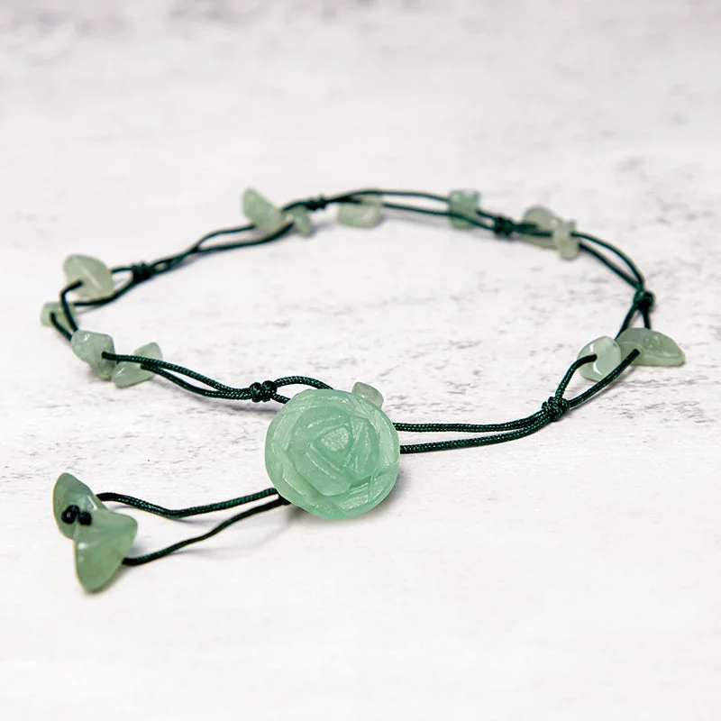 Amethyst Pink Crystal Green Aventurine Rose Inner Peace Healing Anklet
