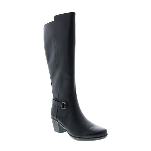 Clarks Emslie March 26150002 Womens Black Leather Slip On Knee High Boots - Shop Trendy Women's Clothing | LoverChic