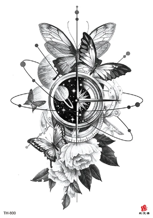 Waterproof Temporary Tattoo Sticker Wolf Crow Bird Forest Tree Black Fake Tatto Flash Tatoo Arm Leg Big Art for Women Men