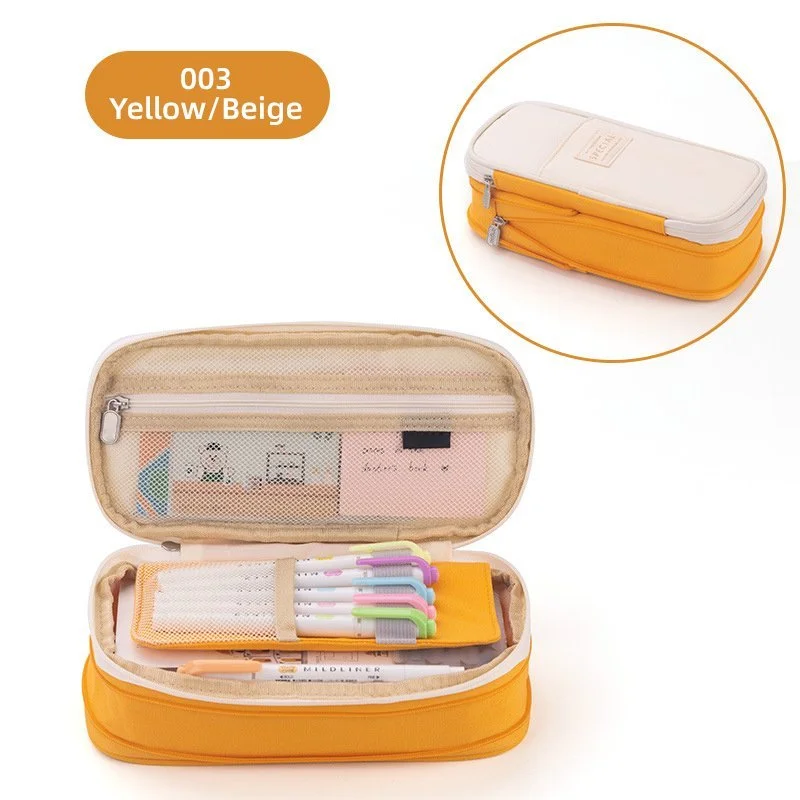Classic Pocket Pen Pencil Case Fold Canvas Stationery Storage Bag