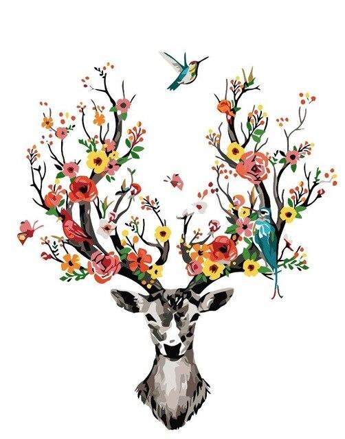 

Deer Floral Antlers – Paint By Numbers - 40*50CM, 501 Original