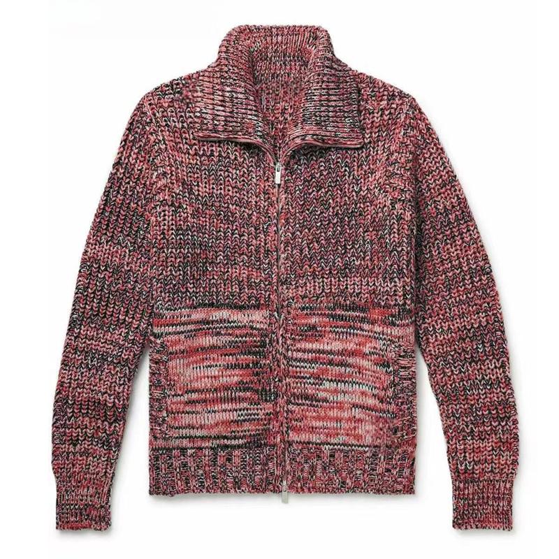 Men's Knitted Lapel Zipper Sweater Jacket 58513343X
