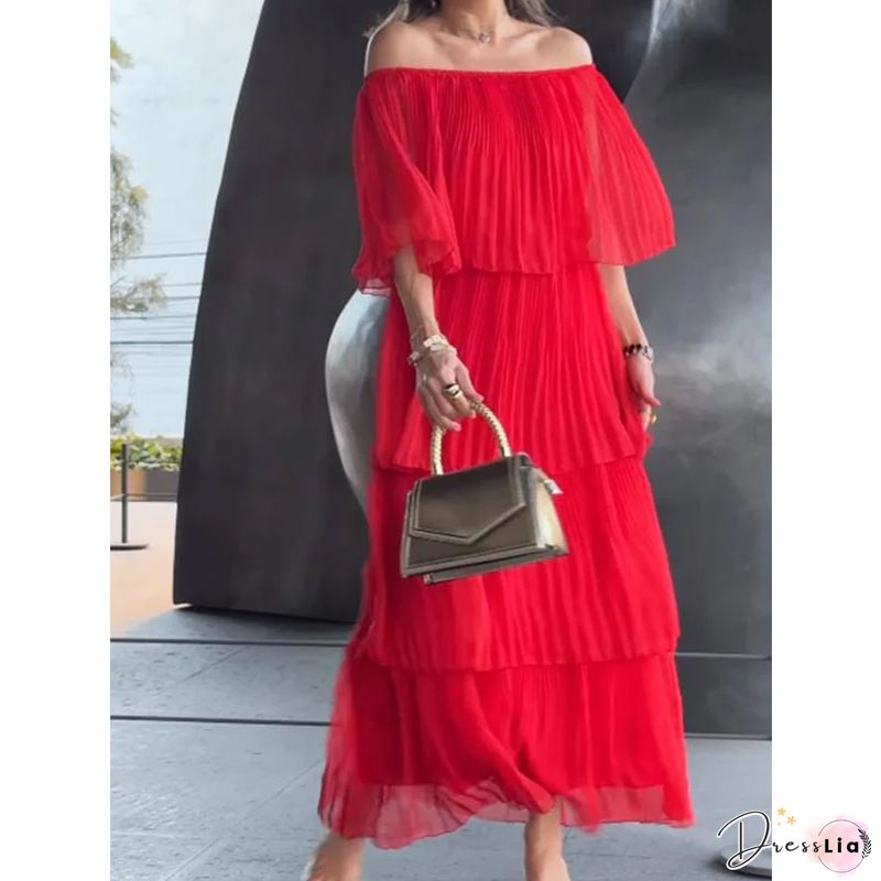 Chic Viscose Ruffle Midi Dress