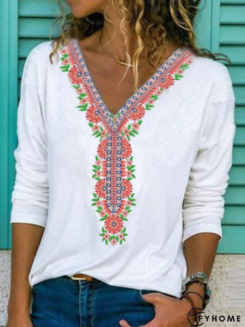 Casual V Neck Tunic Top | IFYHOME