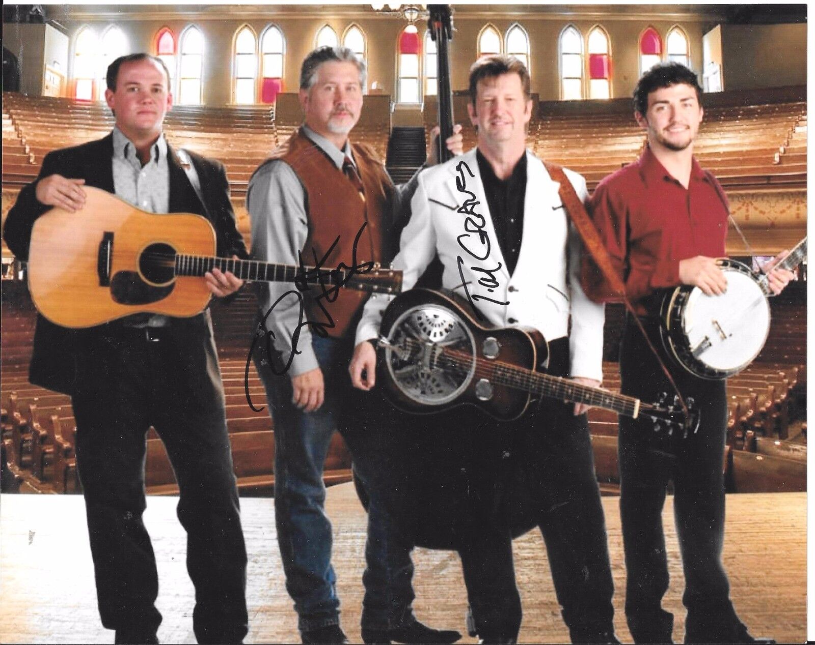 TIM GRAVES & DARYL MOSLEY THE FARM HANDS BLUEGRASS QUARTET RARE SIGNED Photo Poster painting