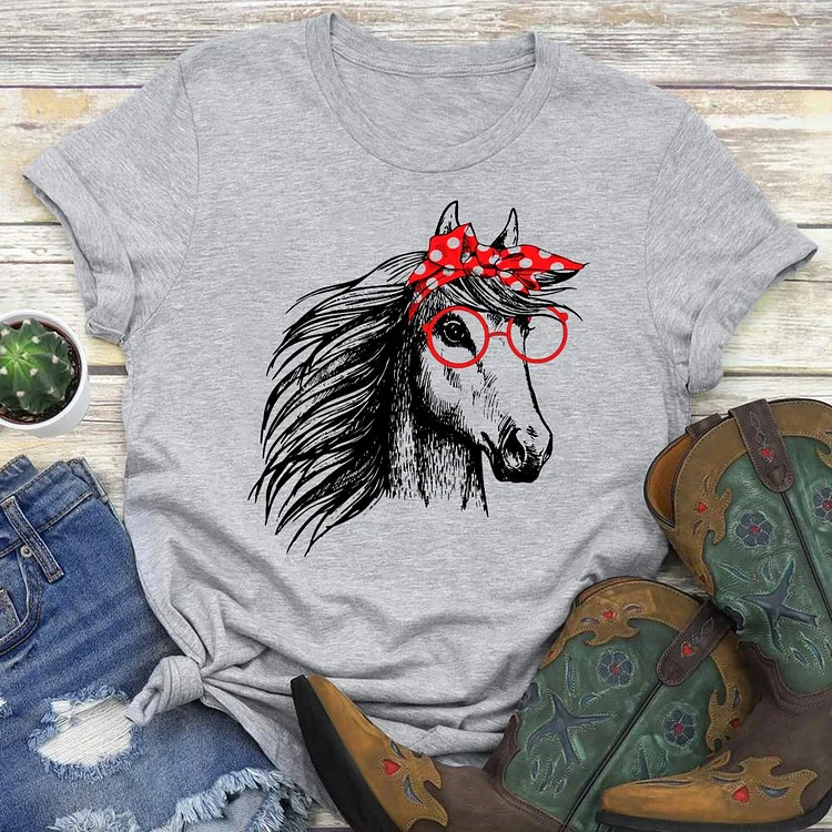 Bandana Horse Lover Round Neck T-shirt