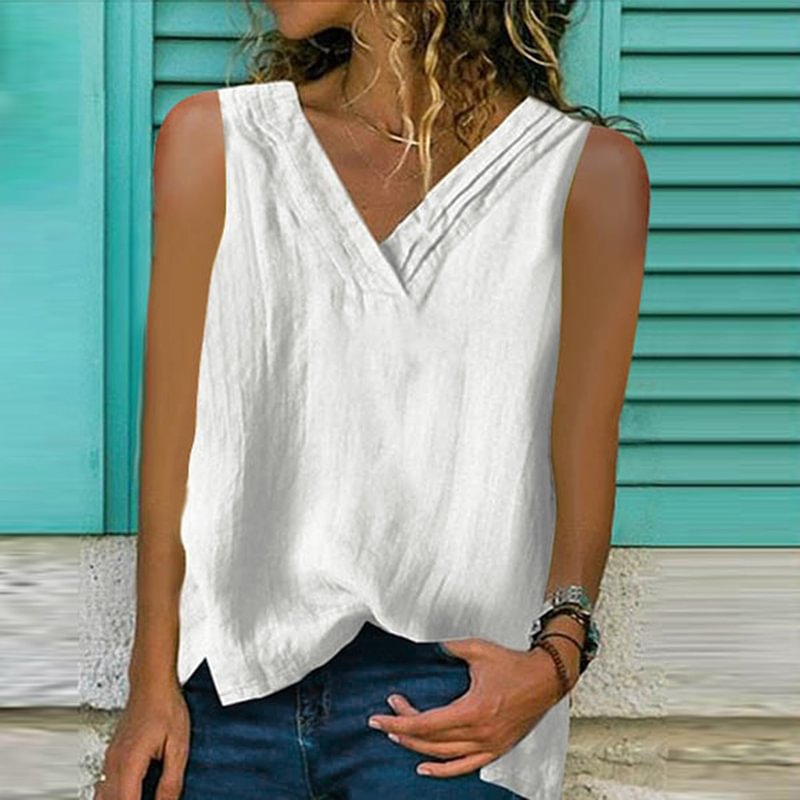⚡NEW SEASON⚡Casual V Neck Solid Color Sleeveless Tank Top
