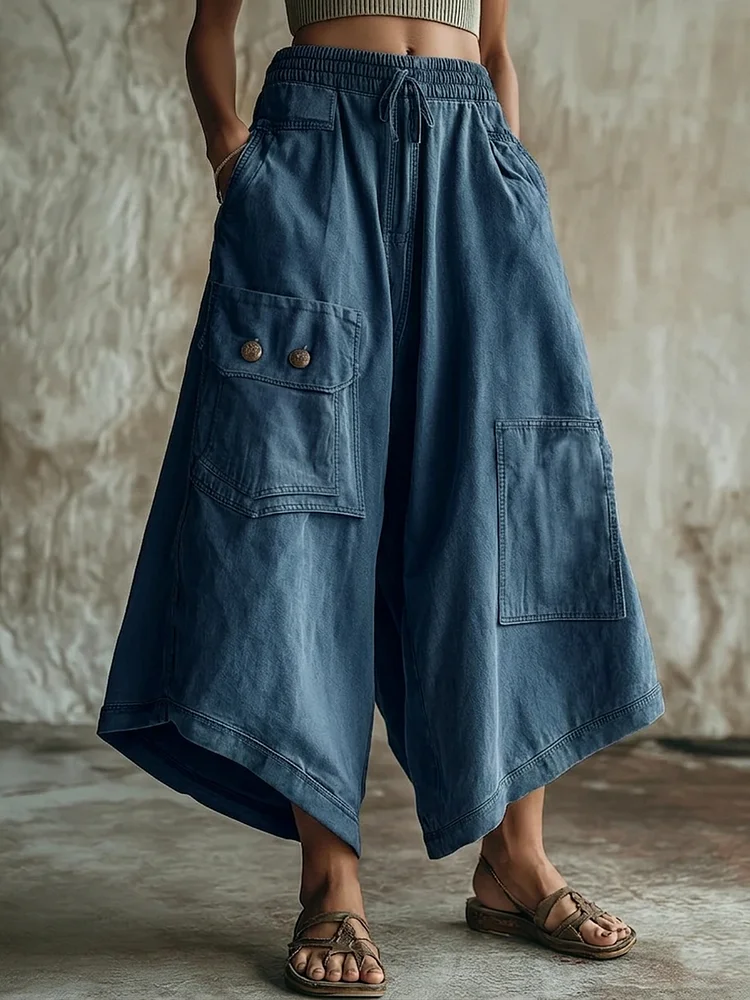 Casual Cozy Cargo Pocket Extra-wide Leg Pants