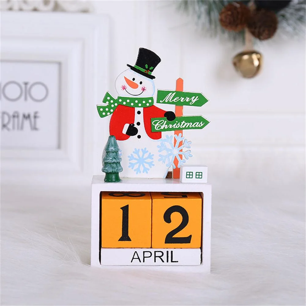 Christmas wooden cartoon old man snowman moose calendar ornament