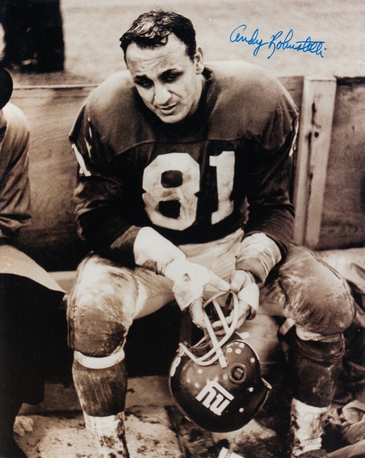 Andy Robustelli HOF #1 8x10 Signed Photo Poster painting w/COA New York Giants 032419