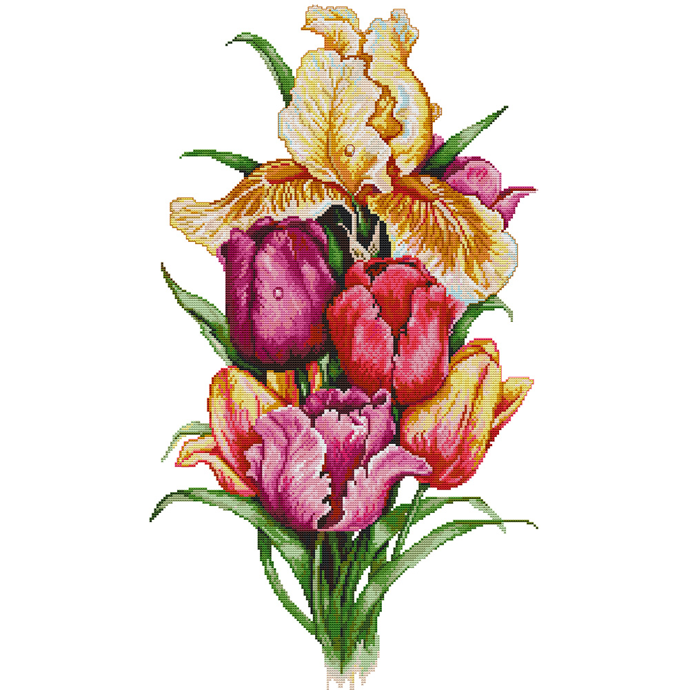 

38*62CM - 14CT Stamped Cross Stitch-Flowers Series, 501 Original