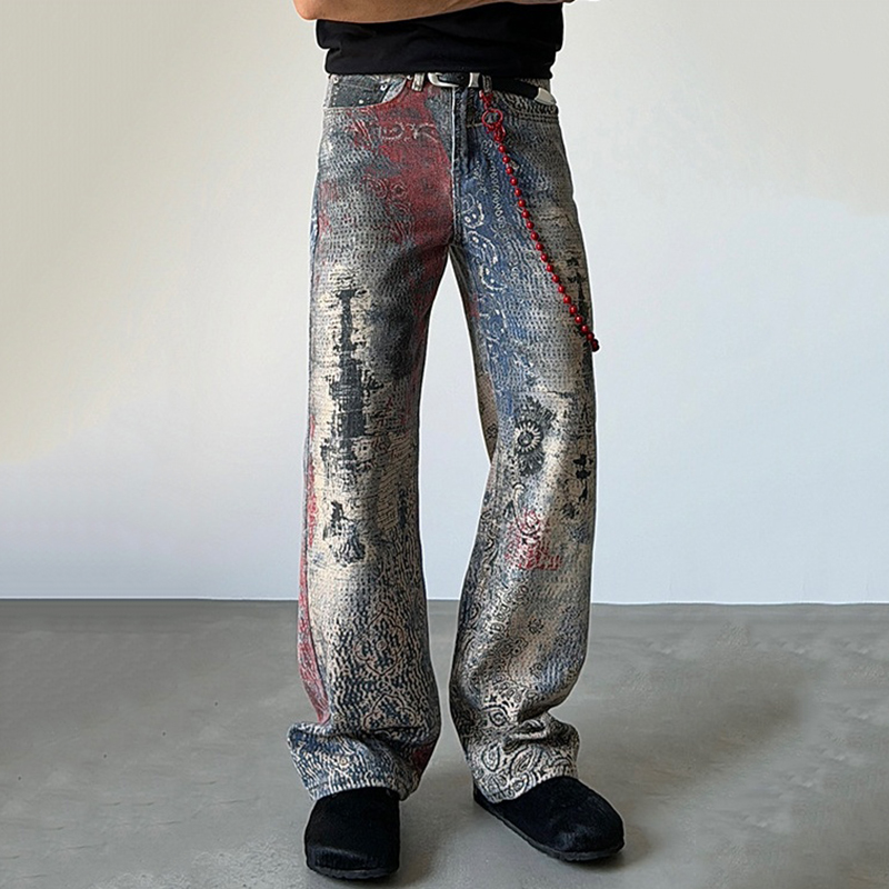 Unisex Fashion Digital Print Street Jeans - SOPULA