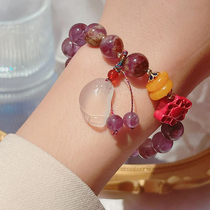 Feet Amethyst Jade stone Bracelet