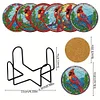 6PCS Special Shape Diamond Painting Coasters Kits (Cardinal Stain Glass)