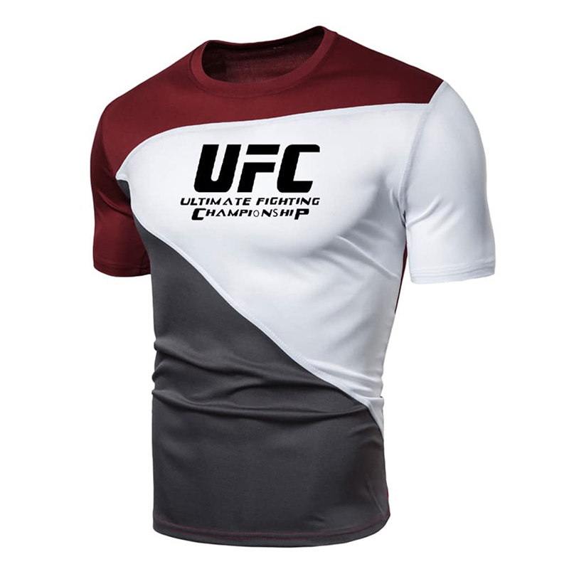 UFC Martial Arts Men's Short Sleeve Pullover T-Shirt, UFC Print Casual Sportswear, Comfortable Workout Wear