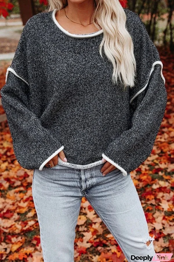Solid Color Loose Batwing Sleeve Sweater