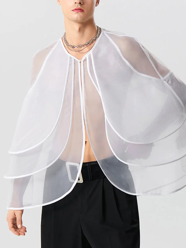 Aonga - Mens Layered Design Mesh See Through Cloak SKUK21634